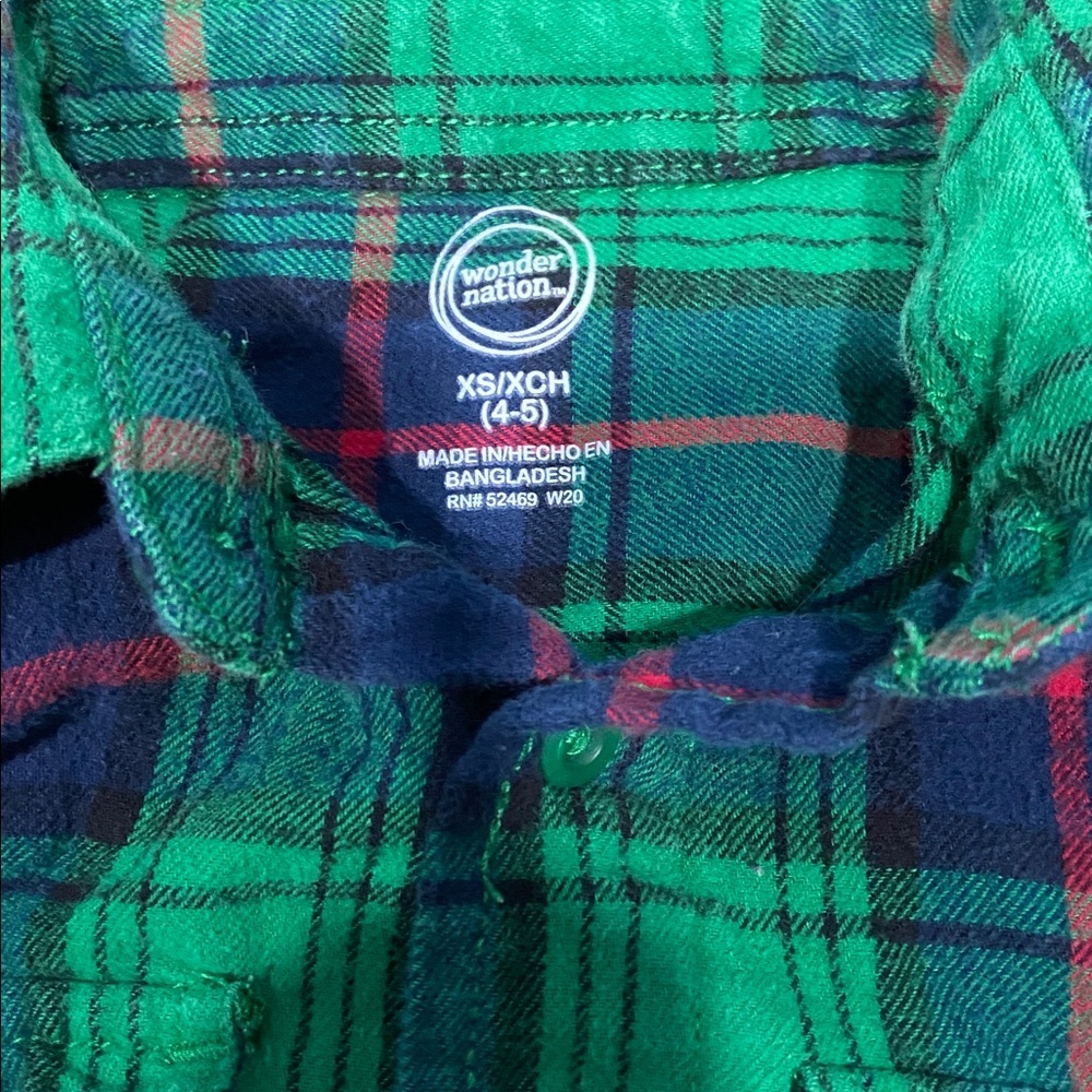 $2 - Wonder Nation Green and Blue Plaid Button Down Shirt - Picture 2 of 4